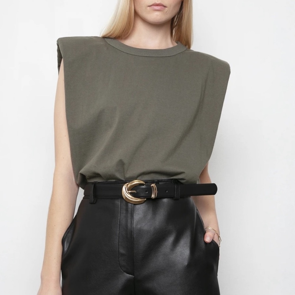 Frankie Shop Eva Padded Shoulder Muscle T-Shirt